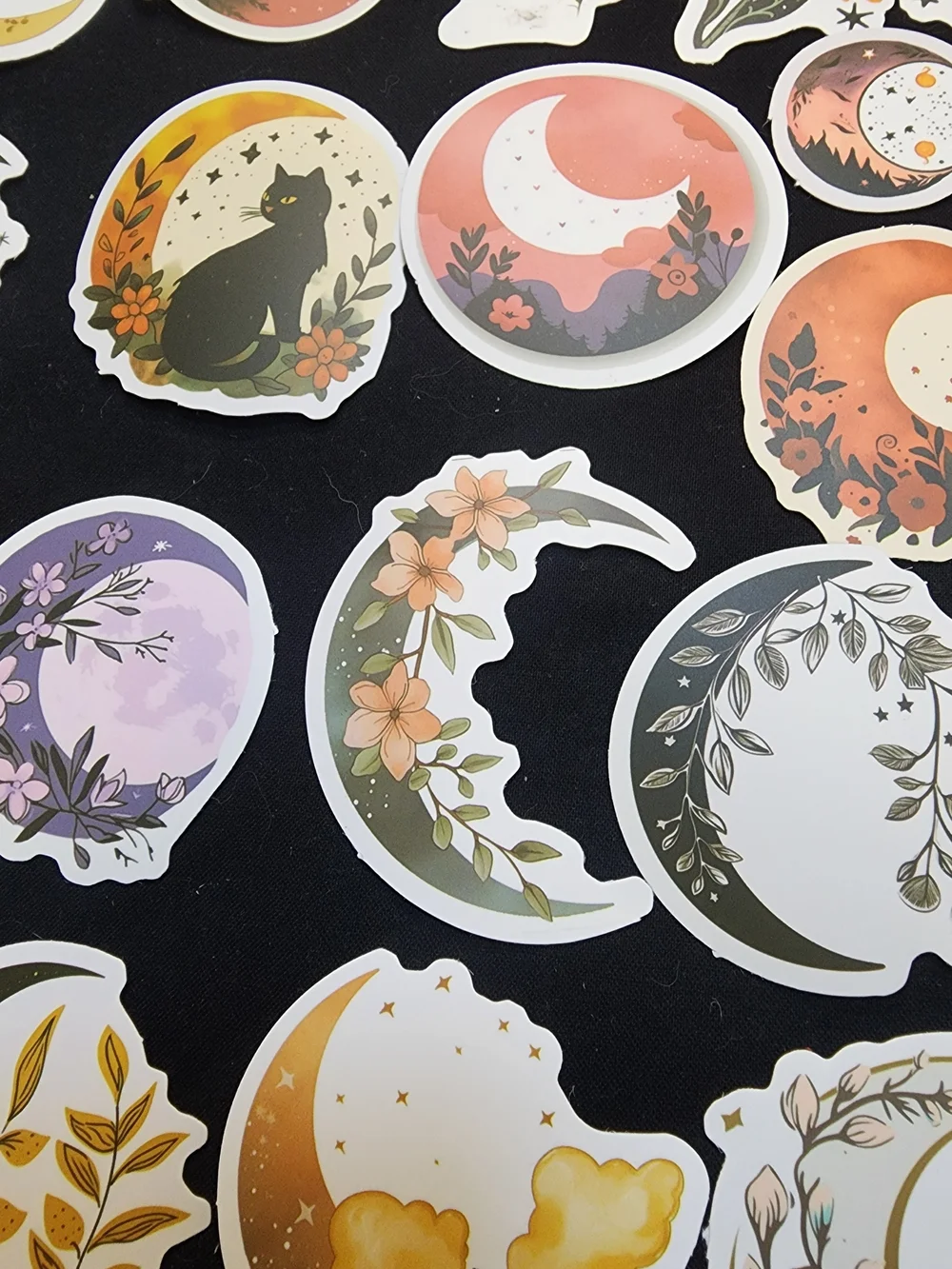 50 Celestial Cat & Moon Sticker Set